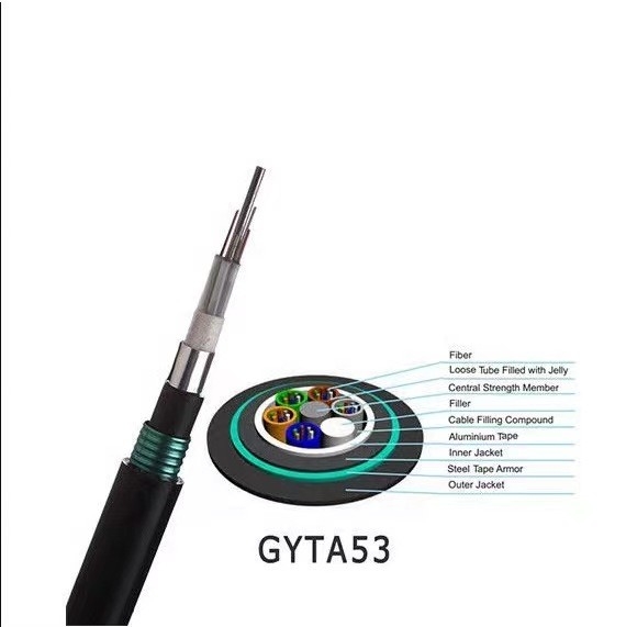 Nhà máy bán trực tiếp cáp quang đơn mode GYTA53 4-288 lõi cáp quang chôn trực tiếp bọc thép ngoài trời
