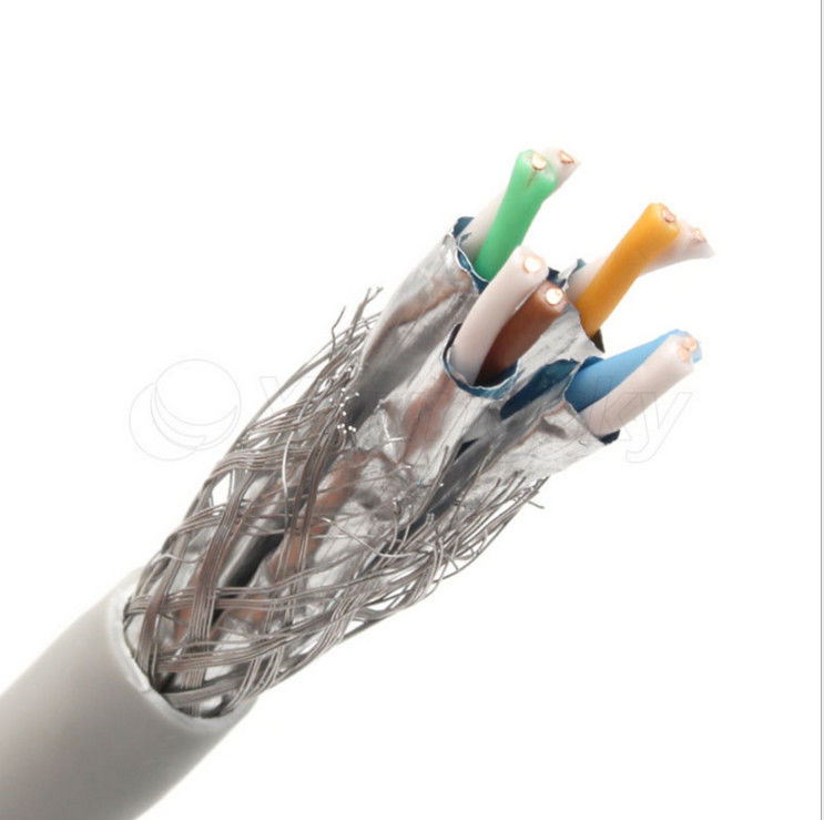 Al Foil 0,58mm Dây dẫn HDPE PVC Cách điện Cáp SFTP Cat6a, Cáp Ethernet Cat6a