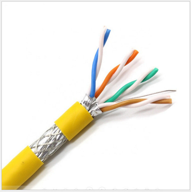 Al Foil 0,58mm Dây dẫn HDPE PVC Cách điện Cáp SFTP Cat6a, Cáp Ethernet Cat6a